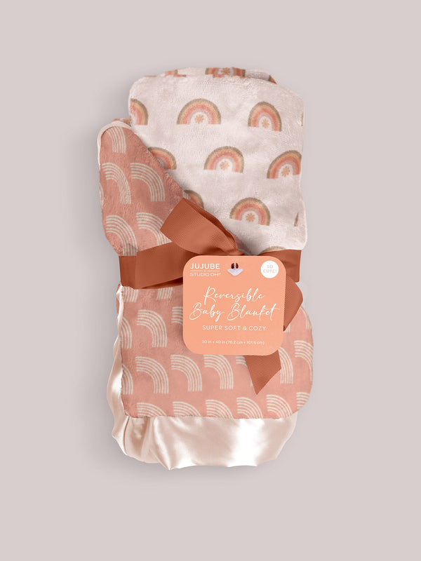 ultra-soft-thick-reversible-baby-blanket-be-kind-rainbows jujube bags at sophiasstyle.com Reversible Baby Blankets